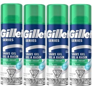 Gillette‎ Series Sensitive Shave Gel 7oz – 4 Pack Aloe Vera Soothing Formula